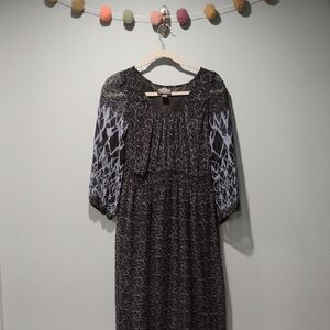 Angie Navy Blue Maxi Dress with Light Blue Print